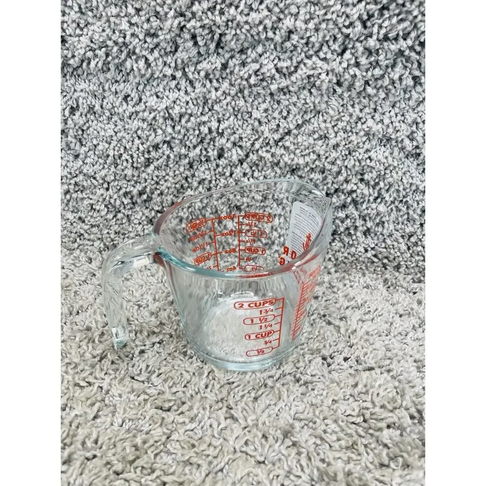 Anchor Hocking 2 Cup Glass Measuring Cup Red Letters 16 oz 1 Pint Gadgets New